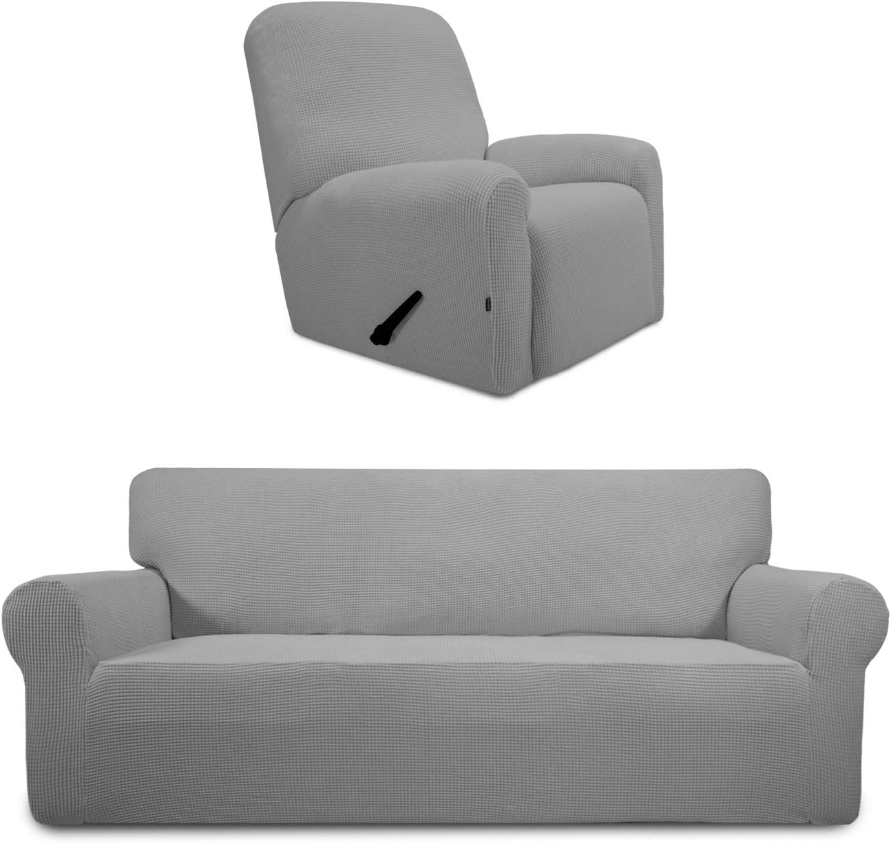 PureFit Recliner Sofa Slipcover Bundles Jacquard Light Gray