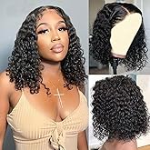 virginess Wear and Go Glueless Wigs Human Hair Pre Plucked Pre Cut Deep Wave Curly Bob Wig Human Hair Lace Front Wigs for Black Women 4x4 Lace Closure Human Hair Bob Wigs Glueless 10 Inch