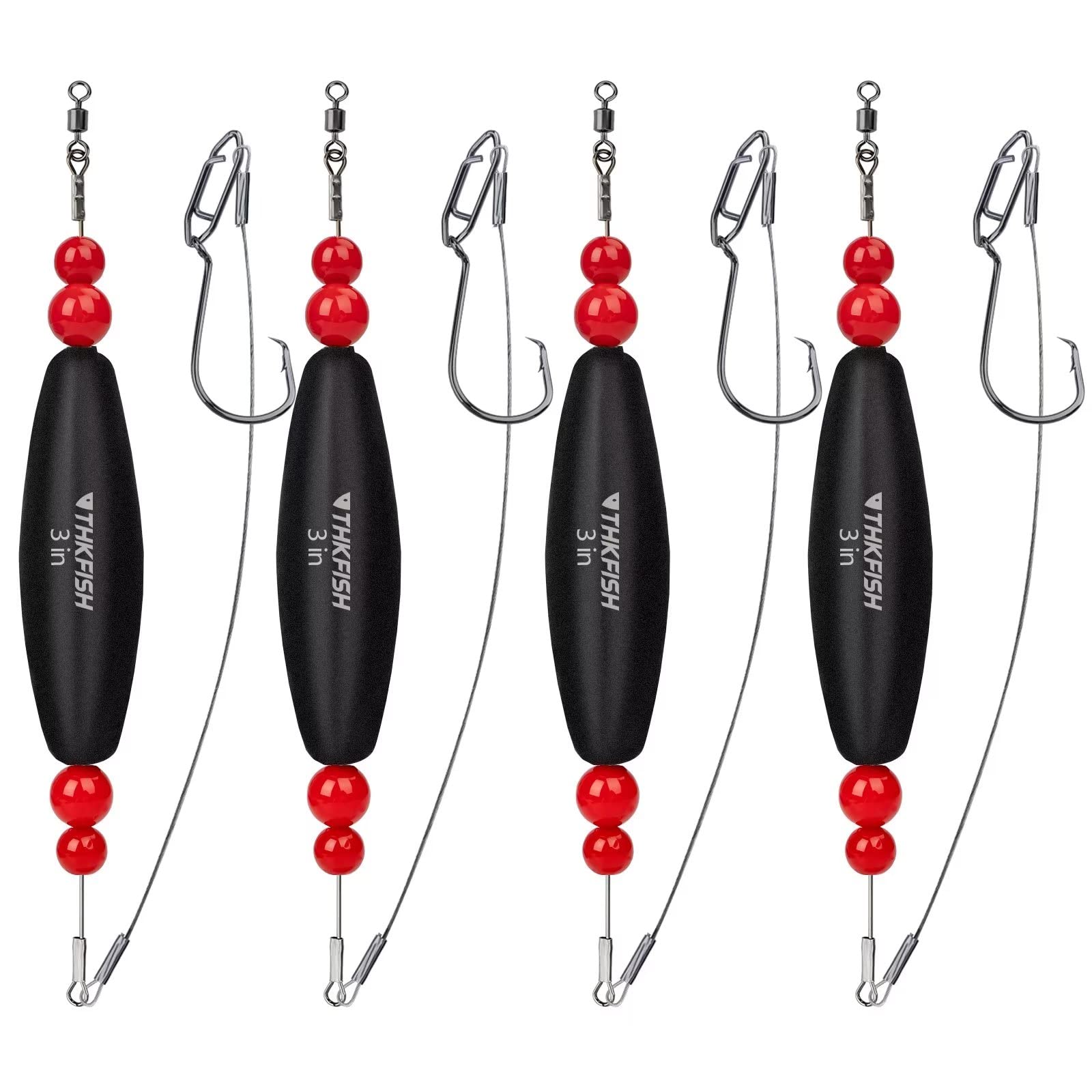 THKFISH Fishing Rough Floats,Coarse Waggler Floats Bobbers,Gear Sets for Catfishing Tackle Rattling Cork EVA Foam Peg Floats Bait Rigs 4PCS 3in BLACK