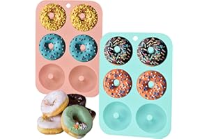 Life In Color Silicone Donut Molds 2 Pack Non-Stick Silicone Donut Pan 6 Cavity Food Grade Baking Molds for Cake Donut Biscui