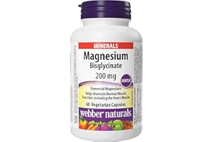 Webber Naturals Magnesium Bisglycinate 200 mg, 60 Capsules, Supports Bone and Muscle Functions, Vegan