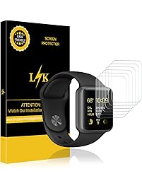 [6 Pack] LK for Apple Watch Screen Protector (42mm Series 3/2/1 Compatible), Liquid Skin [Full Coverage] [Anti-Bubble] HD Clear with Lifetime Replacement Warranty