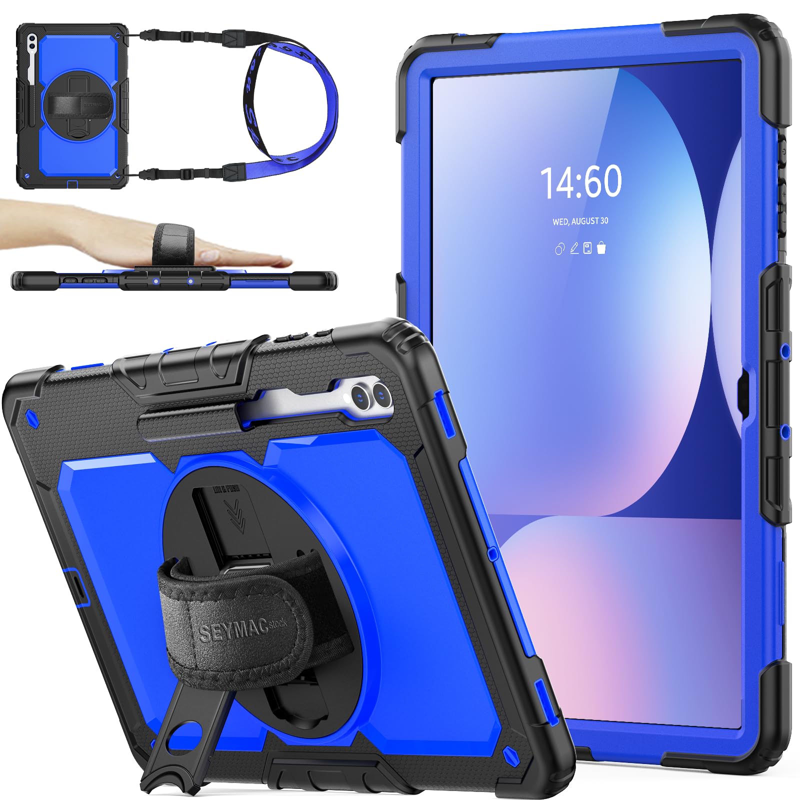 Photo 1 of SEYMAC stock Case for Samsung Galaxy Tab S10 Ultra / S9 Ultra Tablet Case 14.6'' Protective with Screen Protector, Pen Holder, 360 Rotate Stand, Hand Strap, Shoulderr Strap, Blue1