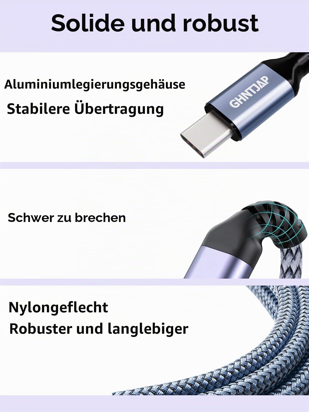 GHNTJAP USB C auf USB C Kabel 1.5M,[3 Stück] 60W USB-C Kabel PD Schnellladekabel Nylon Type C Ladekabel für iPhone 16/15,Galaxy S24 S23 S22 S21,iPad Pro,MacBook,Pixel 5