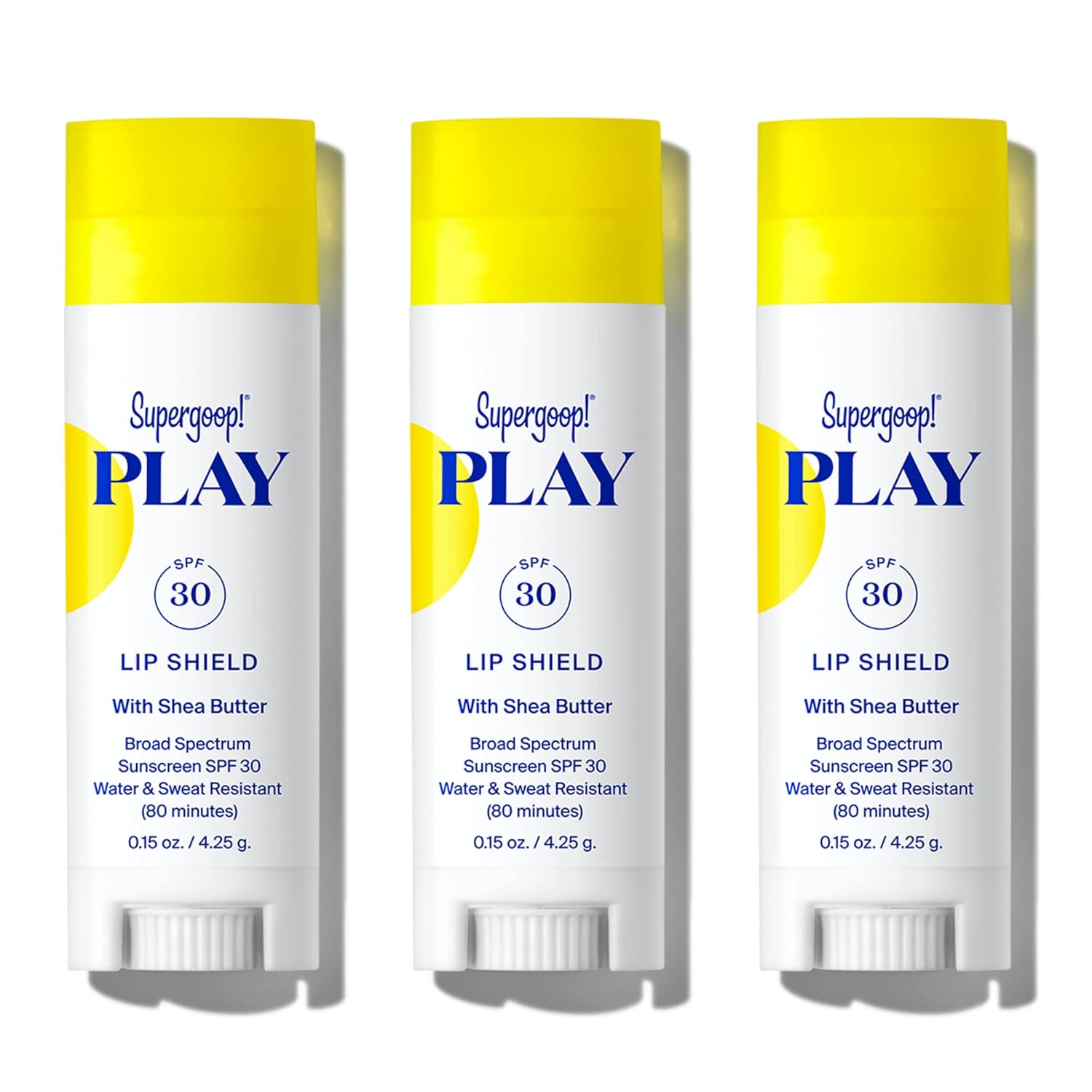 Supergoop! PLAY Lip Shield SPF 30 with Shea Butter - 3 Pack - Hydrating, Reef-Safe SPF Lip Balm - Moisturizing Lip Treatment For Dry Cracked Lips - Clean Ingredients & Broad Spectrum UV Protection : Beauty