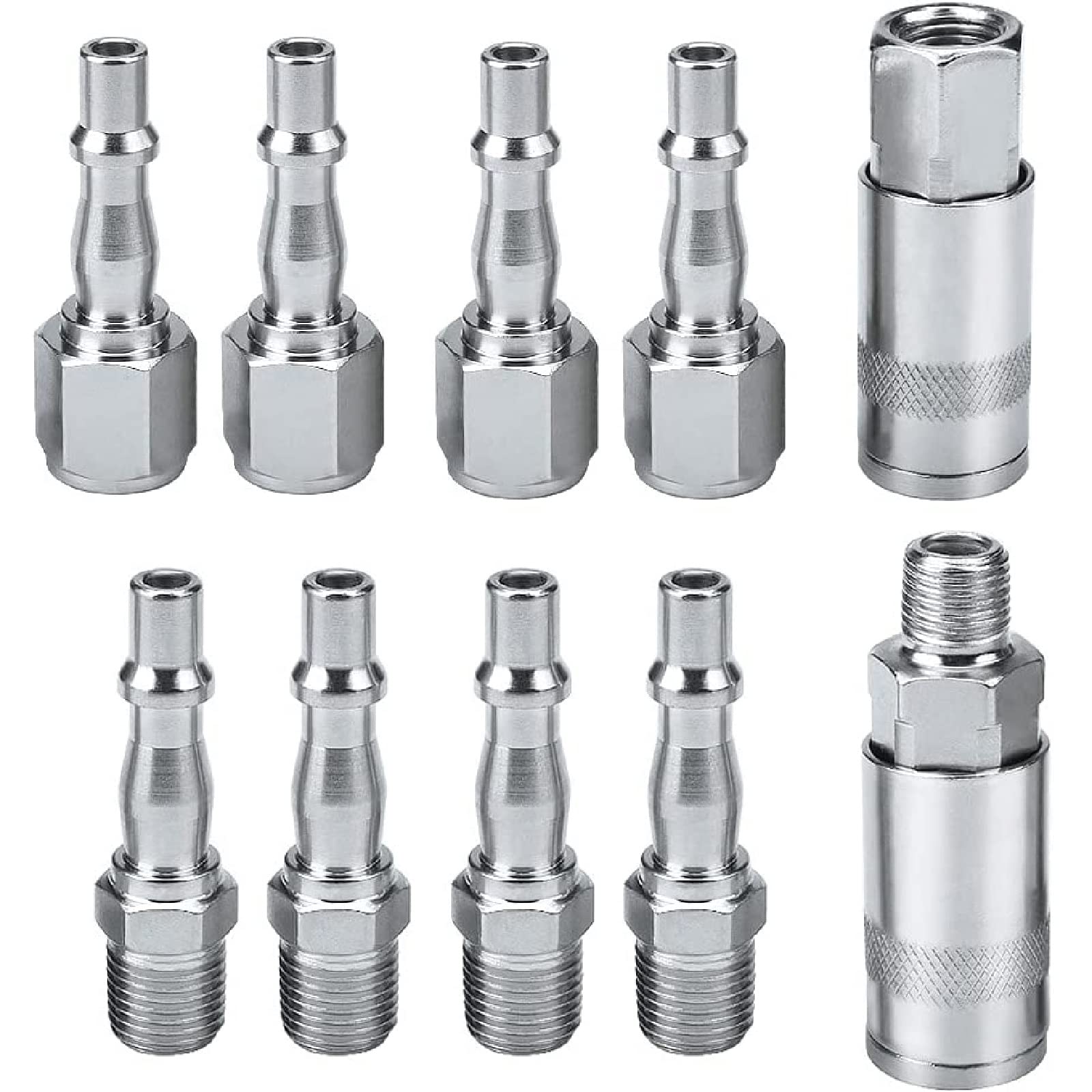 Nutmanel 1/4" BSP Air Line Hose Compressor Fitting Pcl Air Fittings, 10 Pcs 1/4 BSP Airline Fittings Coupling Connector Male Female, Air Coupler Compressor Fittings Quick Release