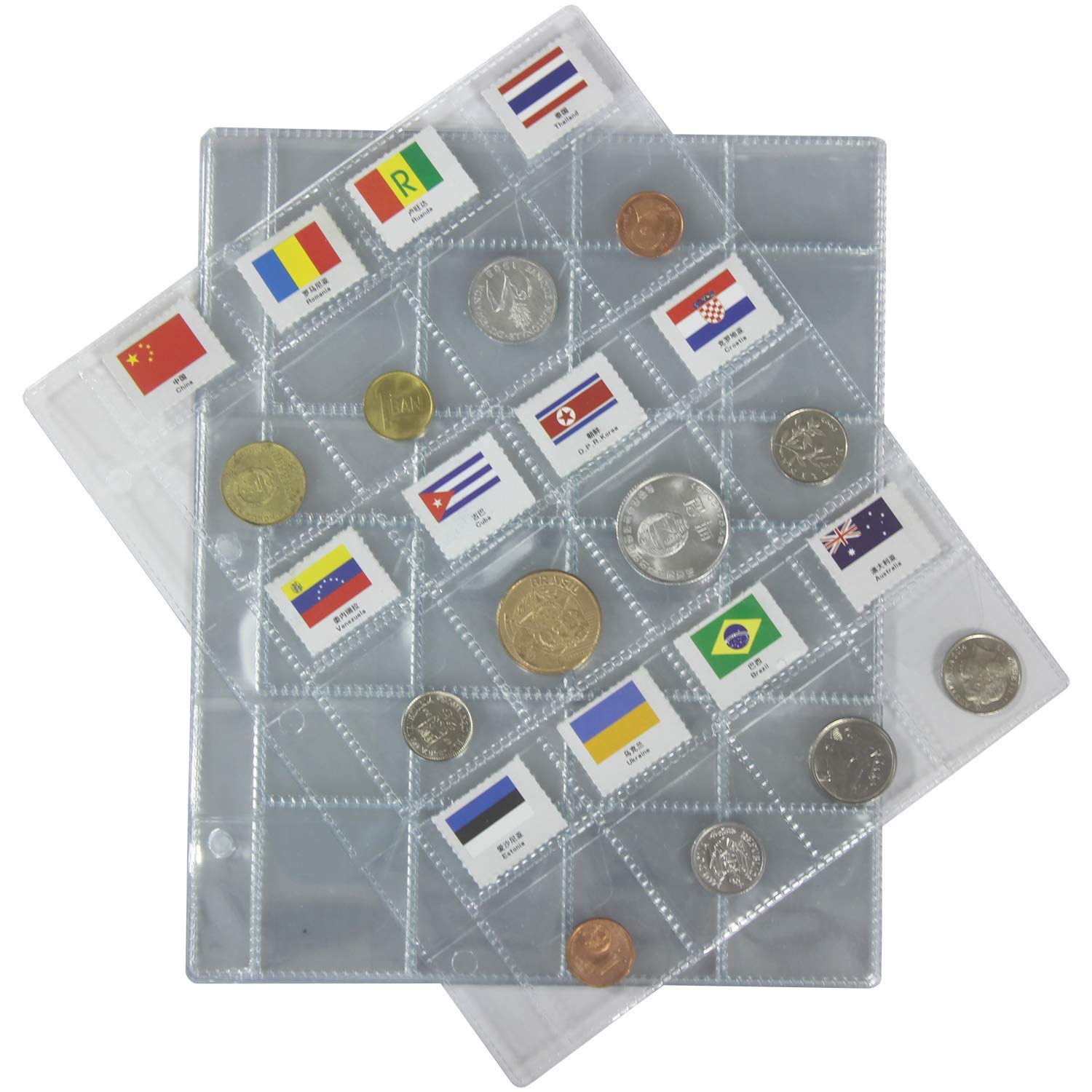 Yakin shop 10-Pack Upgraded Plastic Coin Pocket Page Protectors Coin Collection Holders Storage Sheets