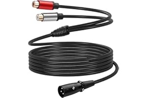 CERRXIAN XLR Male to 2 RCA Female Y Splitter Audio Cable, 6.5FT Balanced 1 XLR Male to Unbalanced Dual RCA Female Y Adapter C
