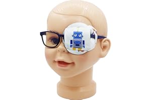 Astropic 3D Cotton & Silk Eye Patch for Kids | Boys Eye Patch for Glasses | Medical Eye Patch for Children with Lazy Eye (Blue Robot, Left Eye)
