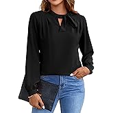 Blooming Jelly Womens Business Casual Tops Elegant Tie Neck Long Sleeve Dressy Fall Blouses 2024 Ladies Trendy Work Shirts