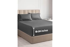 CGK UNLIMITED Extra Deep Pocket Cal King Sheets - 4 Piece Breathable & Cooling Bed Sheets - Hotel Luxury Bed Sheet Set - Soft, Wrinkle Free & Comfy - Easily Fits Extra Deep Mattresses - Deep Pocket Dark Grey Sheets