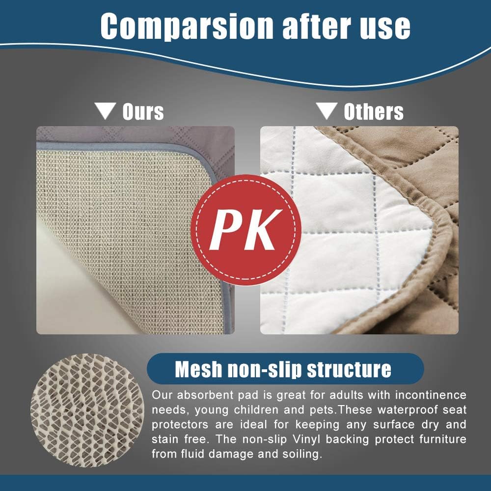 Acutelien Waterproof Seat Protector Pads 2 Pack Incontinence Pad Machine Washable 4-Layer Innovative Design for wheelchairs, Furniture, car Airplane Train Seats 22"X21" (Double Beige): Health & Personal Care