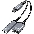 ZOOAUX USB C to USB OTG Adapter and Charger Cable, 2 in 1 USB-C Splitter with 60W PD Charging Type C OTG and USB A Female Port for Chromecast Google TV,iPad Pro,Samsung,iPhone 16 15,Pixel,LG