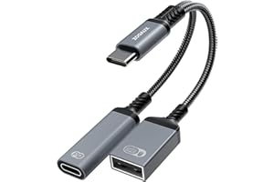 ZOOAUX USB C to USB OTG Adapter and Charger Cable, 2 in 1 USB-C Splitter with 60W PD Charging Type C OTG and USB A Female Port for Chromecast Google TV,iPad Pro,Samsung,iPhone 16 15,Pixel,LG