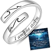 ACJFA S925 Sterling Silver Adjustable Rings Storm/Volleyball/Soccer/Softball/Basketball/Football Inspirational Jewelry Birthday Valentine Christmas Gifts