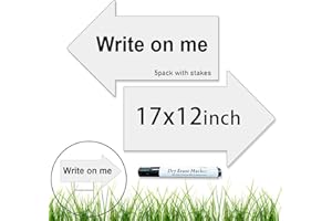 CINIQY Blank Arrow Signs with Stakes 5 Pack 17x8 Inches H-shaped Bracket wind and Waterproof，Large Wedding Directional Yard Signs with Stakes，Guidepost Roadmap guidance，Birthday Party arrow Signs Outdoor