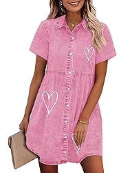 GRAPENT Denim Dress for Women Babydoll Tiered Short