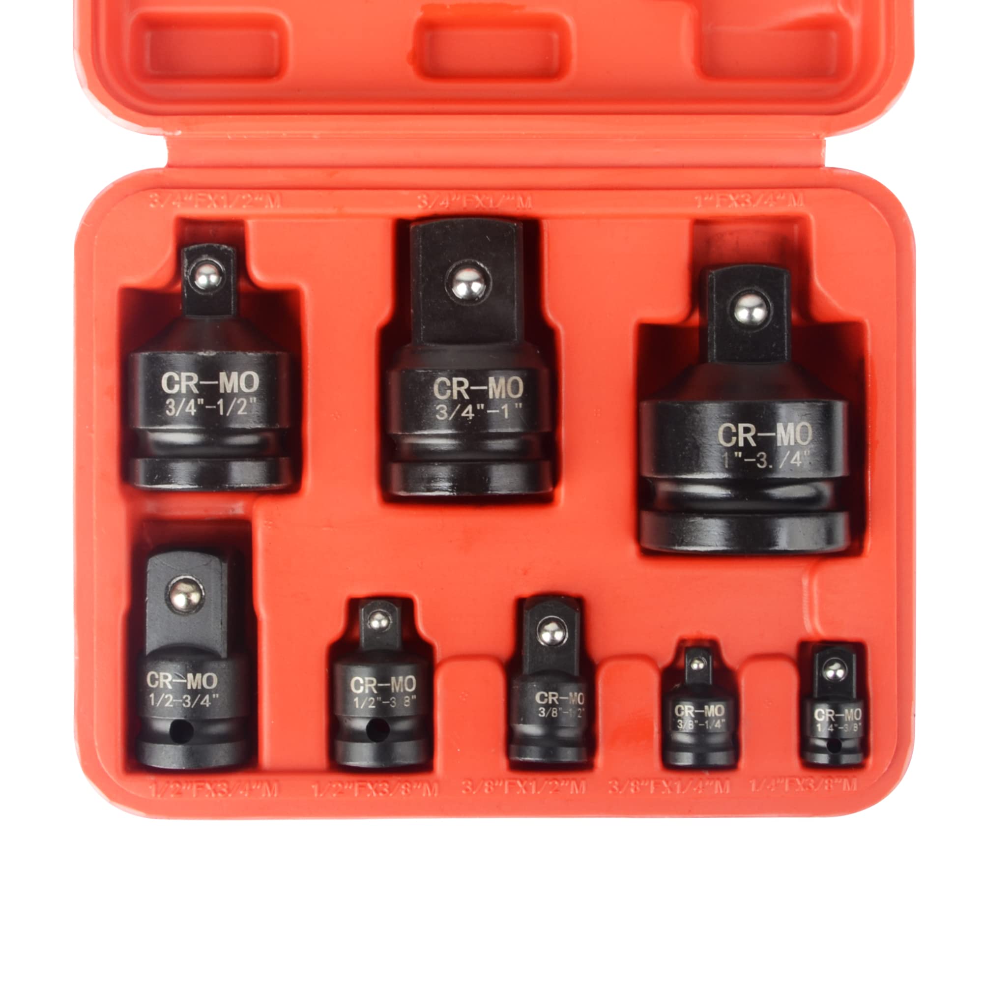 DAYUAN 8pcs Impact Socket Adapter Set, Chrome Molybdenum Steel Adaptor Reducer 1/4 3/8 1/2 3/4 Inch Square Drive Female to Male
