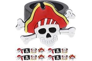 PACKOVE 16pcs Pirate Soft Rubber Ring Children's Party Finger Rings Iron on Patches Plastic