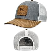 John Deere Suede Logo Patch Hat Cap Adult Gray Brown White Snap Back
