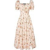 Scarlet Darkness Women's Floral Corset Dress with Split 2026 Summer Spring Square Neck Midi Milkmaid Dresses