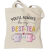 TOTEUSVIA Friend Gifts Tote Bag, Friendship Gift for Women Canvas Bag with Inner Pocket, Bestie Bag