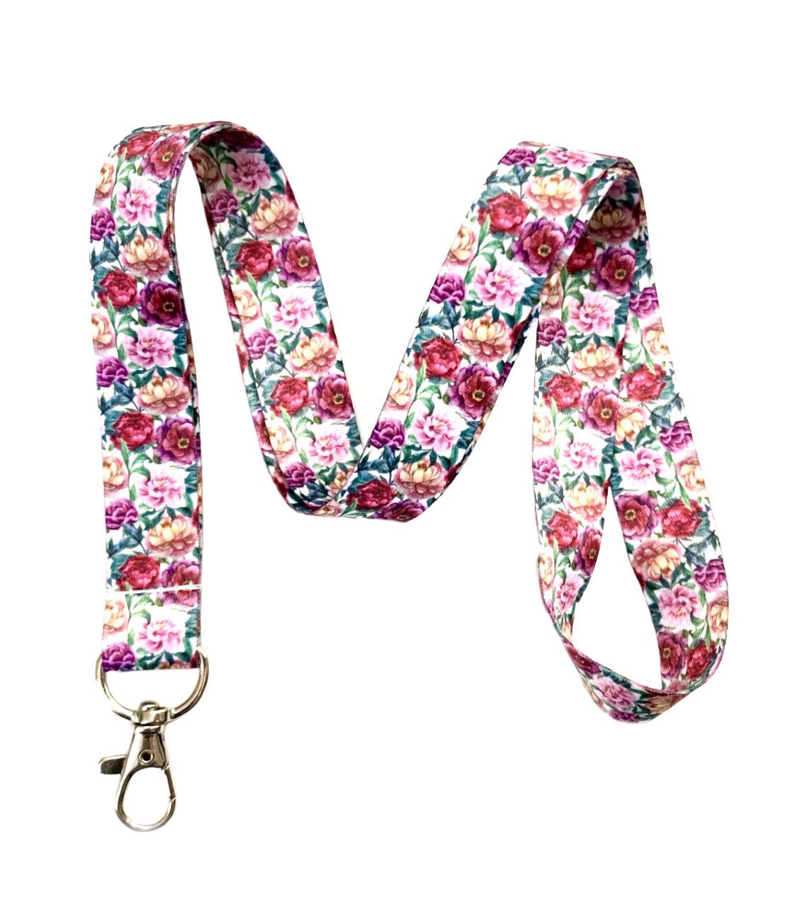 Floral Print Lanyard Key Chain Id Badge Holder (Victorian)