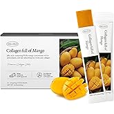 WELLINUS Korean Marine Collagen Jelly Sticks &ndash; Mango Marine Collagen Peptides for Glowing Skin, Hair &amp; Nails, Anti-Aging Beauty Supplement, Sugar-Free, Halal &amp; GMO-Free, 25 Travel Packs
