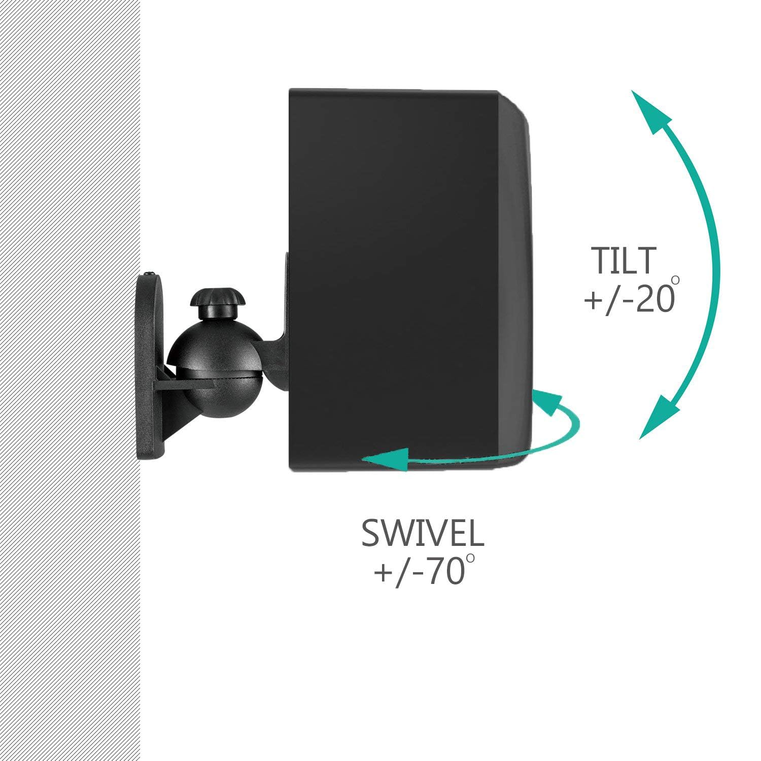 WALI Speaker Wall Mounts, Bookshelf Speaker Wall Mount Brackets, Surround Sound Speaker Mounts, Hold up to 7.7 lbs, (SWM602), 5 Pack, Black (Black, 5 Pack)