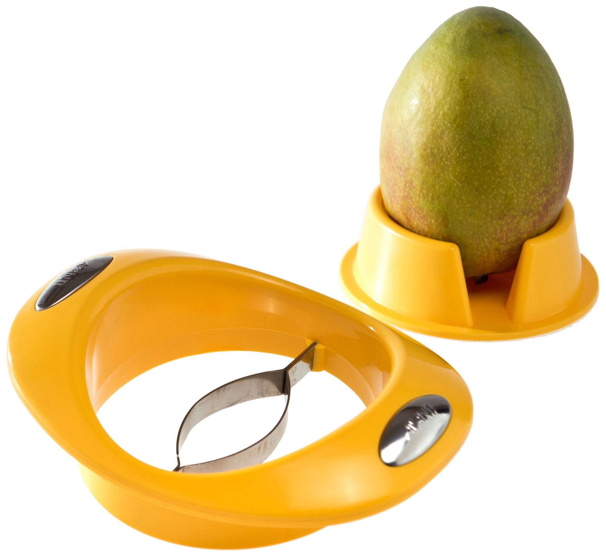 GSD Mango Slicer with Stand, Silver/Yellow
