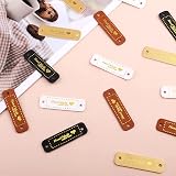 SAVITA 40 Handmade PU Leather Labels for DIY Clothes - White Gold Black Brown view 4