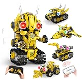 LESSETI 5-in-1 STEM RC Robot Building Blocks Kit, Educational Toys Age 6-12 | Remote &amp; app controlled rechargeable motorized, 673pcs, LED light &amp; sound, programming coding - birthday gift 7-10 yr