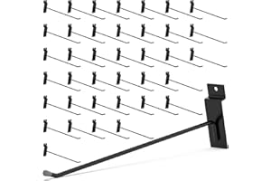 HUHOLE Slatwall Hooks 12 Inch 32PC Black, Thick Metal Slat Wall Hanging Hooks, Slatwall Accessories for Garage Tool Organization, Retail Display, Wall Storage, Workshop Accessories