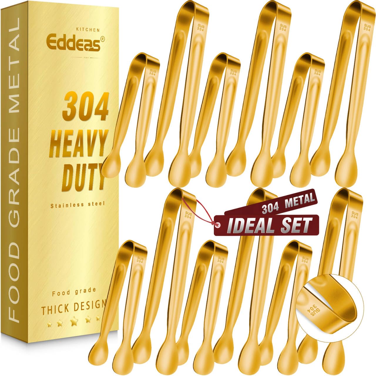 Photo 1 of 12PCS Mini Tongs For Serving, 2 Sizes 6 & 4 Inch Ice Tongs Mini Gold Sugar Stainless Steel Tong, Small Kitchen Tiny Food Tongs for Appetizers,Tea Party, Coffee Bar,Desserts & Ice Bucket