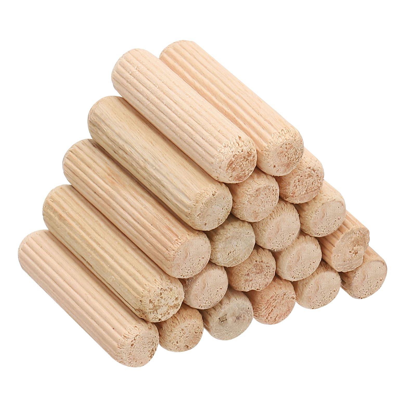 PATIKIL 3/8x1 1/2" Wooden Dowel Pins, 100Pack Wood Dried Fluted and Beveled Variety Bucket for DIY Crafts and Home Decor