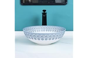 Tysun Round Vessel Sink - 16'' x 16'' Round Bathroom Sink Bowl Modern Above Counter Porcelain Ceramic Vessel Sinks for Bathrooms