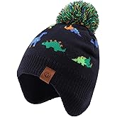 JANGANNSA Knitted Baby Hat Scarf Set Winter Warm Boys Girls Beanie Fleece Lining Toddler Kids Hats with Pompom