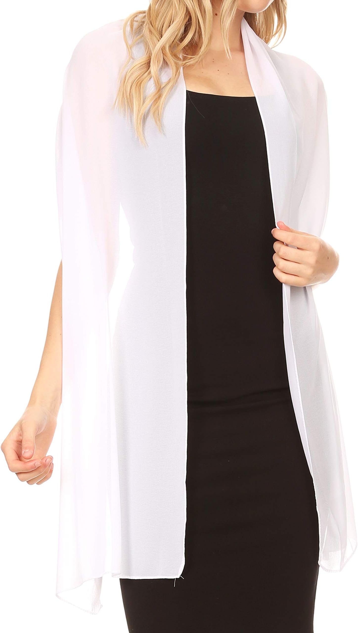 SakkasJona Women Soft Sheer Chiffon Bridal Wedding Evening Scarf Shawl Wrap Stole