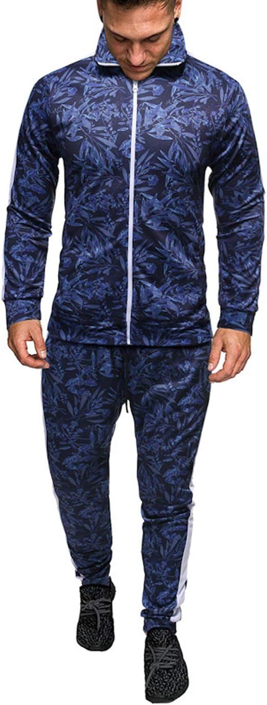 Men's Two Piece Set Print Tracksuit Set, Basketball Tracksuits Bottoms