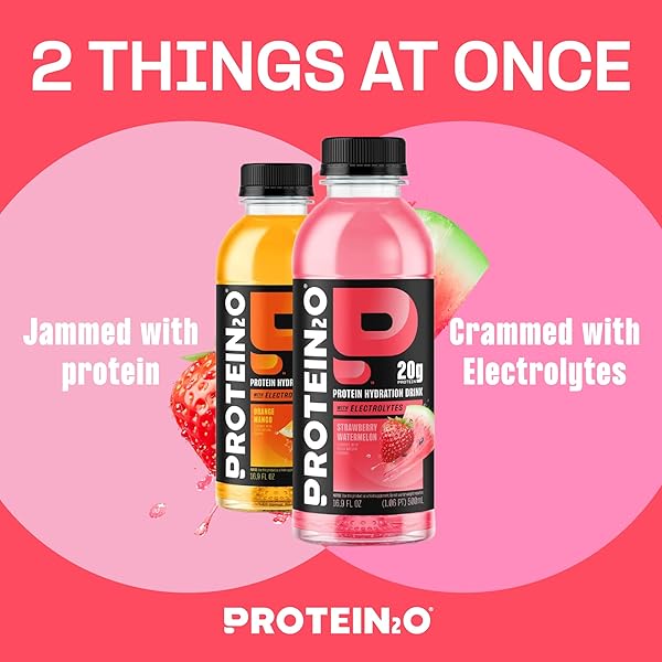 PROTEIN2O HYDRATION DRINK – 2-IN-1 LIQUID CLEAR WHEY PROTEIN ISOLATE AND ELECTROLYTE DRINK – 20G PROTEIN, VITAMINS B5, B6 – POST-WORKOUT RECOVERY – 16.9 FL OZ – 12 COUNT VARIETY PACK