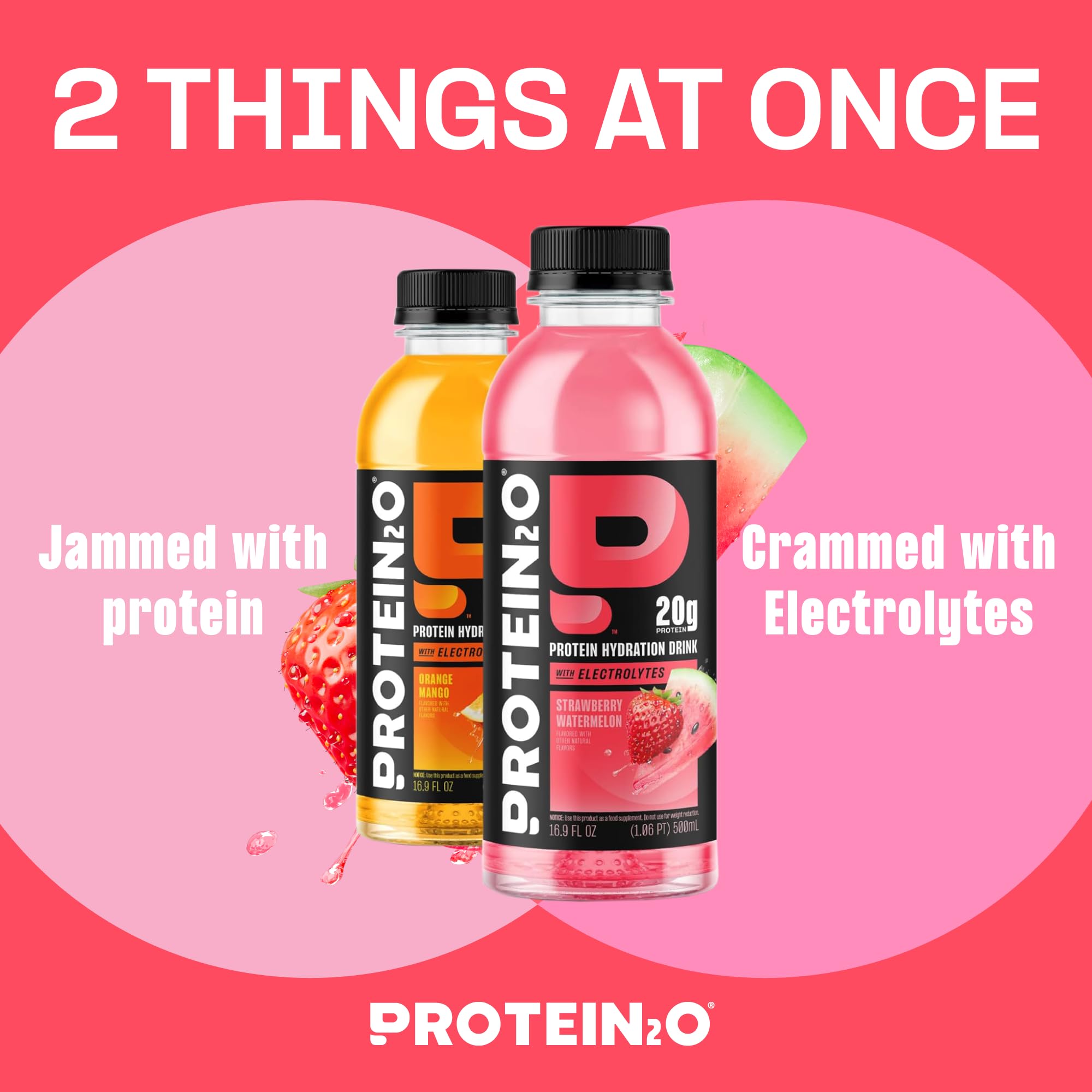 Protein2o Hydration Drink - 2-in-1 Liquid Clear Whey Protein Isolate and Electrolyte Drink - 20g Protein, Vitamins B5, B6 - Post-Workout Recovery - 16.9 Fl Oz - 12 Count Variety Pack