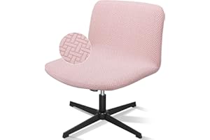 Treaful Criss Cross Chair Cover, Pink Armless Office Desk Vanity Computer Chair Cover, Cross Legged Slipcover Elastic Accent Mid Back Wide Seat Swivel Slipper Chairs Protector for Bedroom Home Office