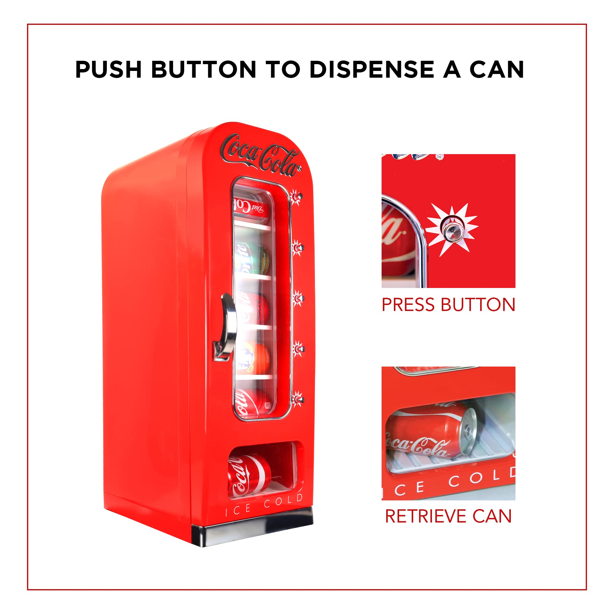 Coca Cola Mini Fridge - Refrigerator for Bedroom Office, Portable Table Top Beverage Cooler, 12V 110V Refrigerador For Drinks, Soda, Wines, Use In Car, Dorm, Outdoor, 10 Can