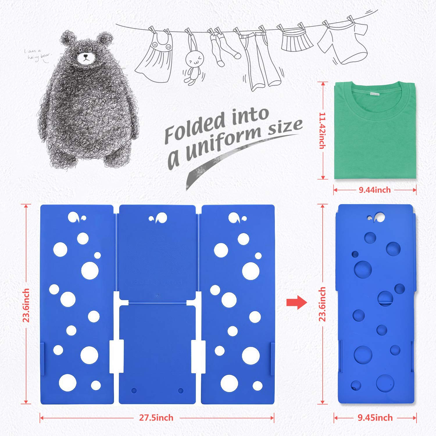 Boxlegend Clothes/T Shirt Folder Blue Plastic 4 mm Thickness Shirt Folding Board Easy and Fast Laundry Folder flipfold Rack