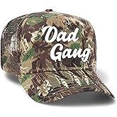 Dad Gang Camo Mesh Back Trucker Hat | Premium Snapback Baseball Hat for Men, Fathers, & Dads