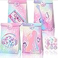 Taylor Birthday Party Favors Pink-Purple Decorations Pop Music Goodie Treat Bags 2 Styles Popular Singer Paper Gift Bag for Musical Theme Party,Graduations,Weddings,Bridal Baby Shower (12 Pcs)
