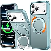 UMIONE 360° Rotatable Magnetic Ring Design for iPhone 17 Pro, Built-in Invisible Loop Stand, Compatible with Magsafe, Translucent Ultra Slim Military Grade Shockproof Case - Green