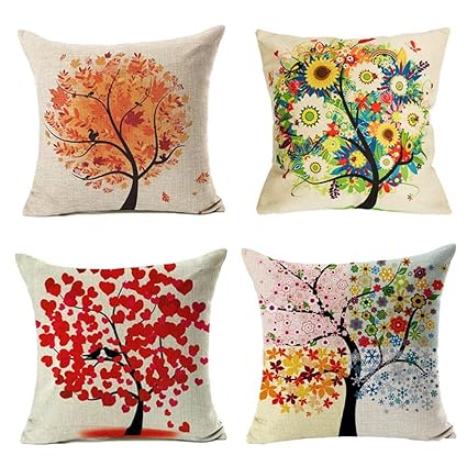 Nunubee 4 Federe Per Cuscino 45x45cm In Cotone E Lino - Farfalla Stampata Vintage Per Divano, Decorazione Casa