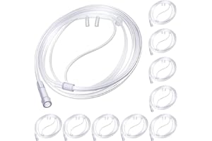 Anglechic 10 Pack 4Ft Adult Oxygen Nasal Cannula, Soft Oxygen Tubing for Adult, Cannula Nasal Tubing with Soft Curved Nose Piece, High Flow Lightweight Tube (Transparent)
