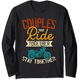 Personalized Biker Couple Long Sleeve Shirt - Gift Idea For Couple/Bikers - Ride Together Stay Together